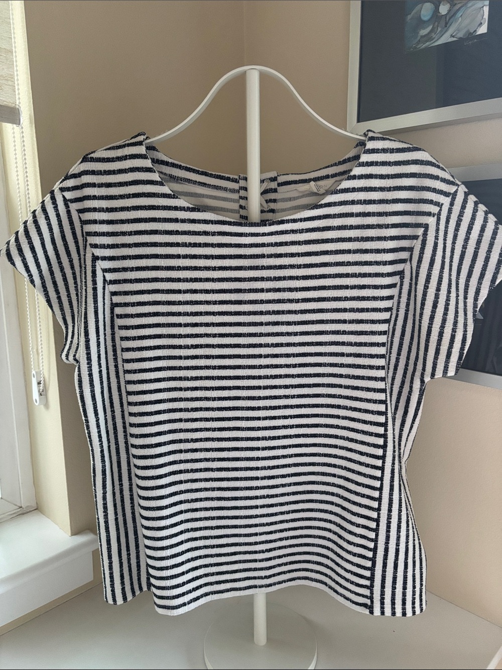 Caslon Black and White Striped Short Sleeve Tee